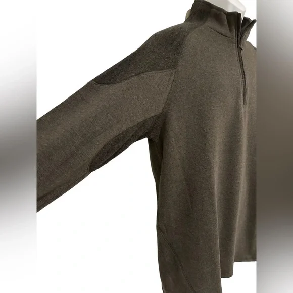 ROYAL ROBBINS MENS Sweater Pullover Quarter Zip Mock‎ Neck Two Tone Gray L